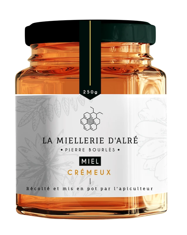 Miel crémeux avec pot transparent en vente